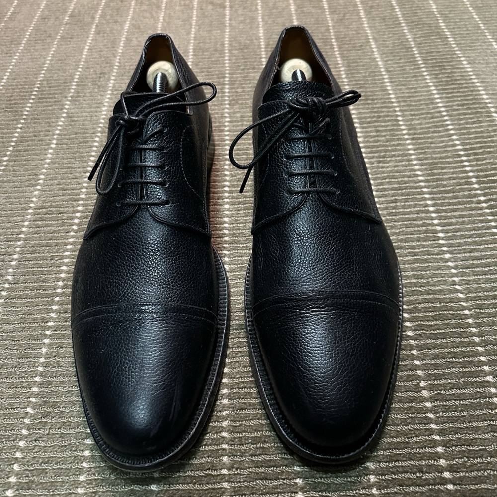 Bally Cap Toe Pebble Grain Shoes